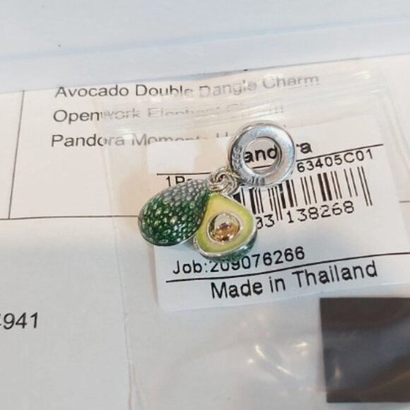Authentic PANDORA Sterling Silver Avocado Double Dangle Charm 763405C01 - Picture 9 of 9